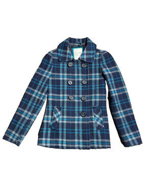 Aeropostale Wool Blend Double Breasted Peacoat Plaid  Jacket Y2K Size Small